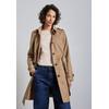 Trenchcoat STREET ONE, Damen, Gr. 38, braun (schwarz nutty mocca), Web, 69% Baumwolle, 31% Polyester, unifarben, casual, normal ca. Mitte Oberschenkel, V-Ausschnitt, Langarm abgesteppt, Mäntel, mit Bindegürtel