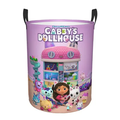 Custom Gabbys Dollhouse Laundry Basket Foldable Large Clothes Storage Bin Pandy Paws Gabby Mermaid Cat Baby Hamper