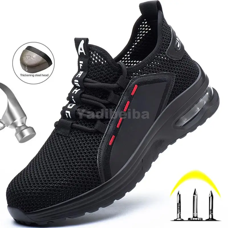 Chaussures de travail bottes de sécurité respirantes à bout en acier chaussures de travail de sécurité légères pour hommes femmes baskets de travail pour hommes chaussures de sécurité