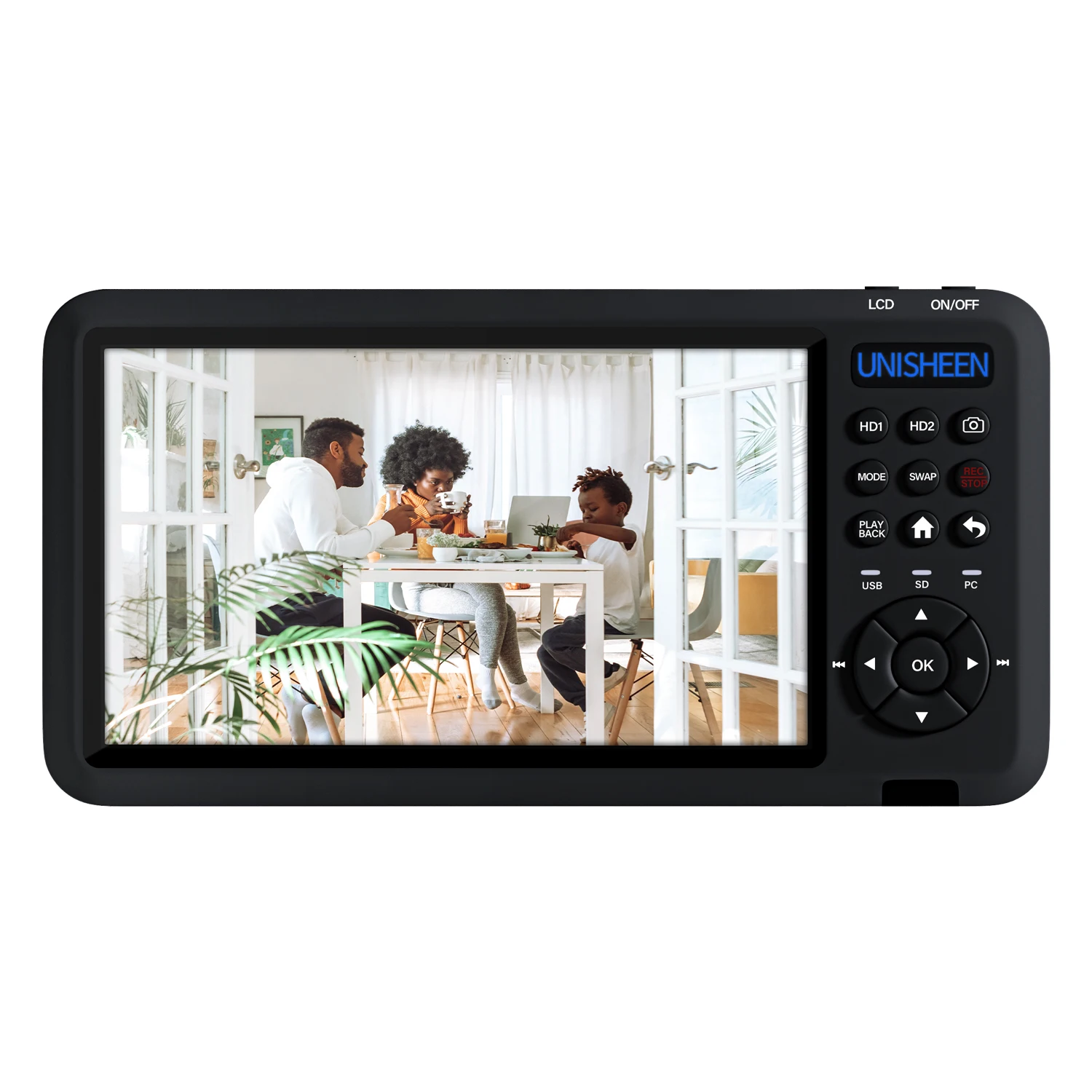 UNISHEEN FHD Video Capture Box 2-Kanal HDMI Picture-in-Bild-Videorecorder mit Bildschirm 7 Zoll MP4 Unterstützung SD-Karte U Disk Image