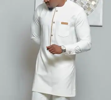 2023 neue Ankunft Sommer Mode Dashiki Afrikanische Männer Lange Hülse O-ansatz Polyester Weiß Plus Größe T-shirt M-4XL Keine Hose