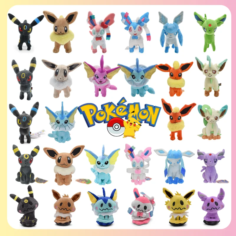 Anime Pokemon Plüsch puppe glänzend Leadeon Eevee Umbron Sylveon Vapor eon Jolteon Glaceon Flareon Mimikyu Peluche Spielzeug Weihnachts geschenk Image