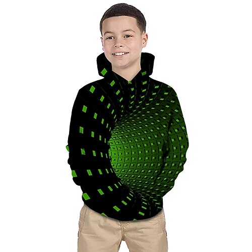 Jungen 3D Geometrisch Kapuzenshirt Langarm 3D-Druck Frühling Winter Aktiv Basic kinderkleidung Baby Täglich Image