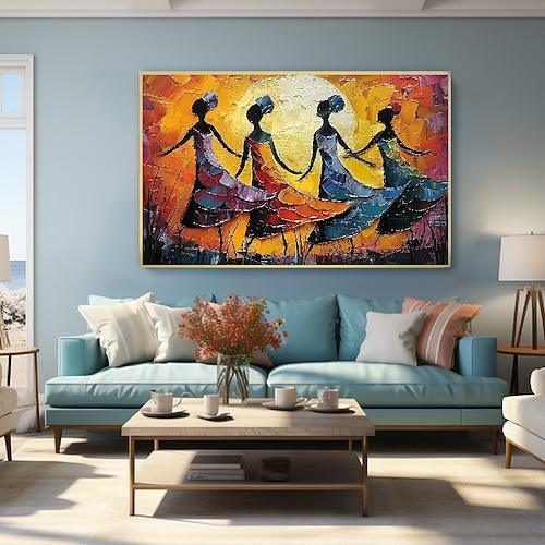 Ölgemälde mit Balletttänzern, handgemalte Leinwandkunst, anmutige Gefährten, abstraktes Gemälde von zwei Freunden, modernes Dekor, handgefertigtes minimalistisches Kunstwerk, Ölgemälde, Wandkunst, Image