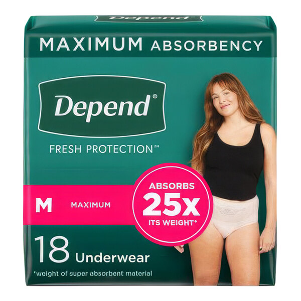 Depend Fresh Protection Women's Disposable Adult Underwear with Maximum Absorbency for Incontinence and Postpartum Bladder Leaks - M - 36/Case