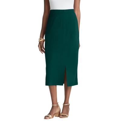 Plus Size Women's Stretch Knit Midi Skirt by Jessica London in Emerald Green (Size M)