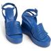 Nolan Ankle Strap Platform Wedge Sandal - Blue - Paloma Barceló Heels