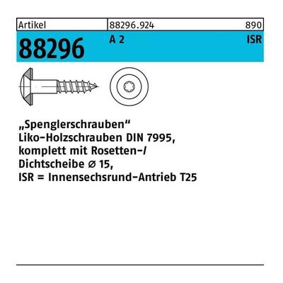 B2 - Spenglerschraube r 88296 m.Dichtscheibe Linsenkopf isr 4,5 x 25 -15 a 2 Image