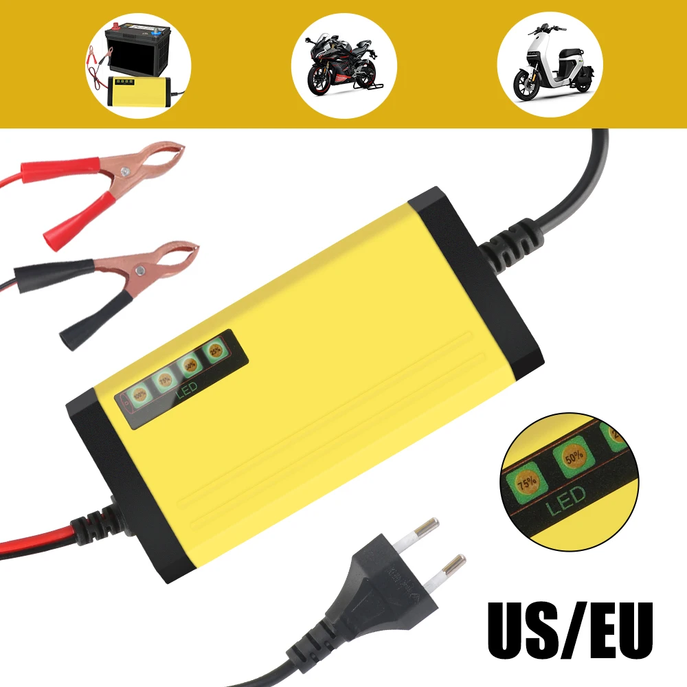 Moto Truck Batterie ladegerät Autobatterie ladegerät nass trocken Blei Säure Batterie 220V Power Puls Reparatur Ladegerät 12V 2a LED-Anzeige Image