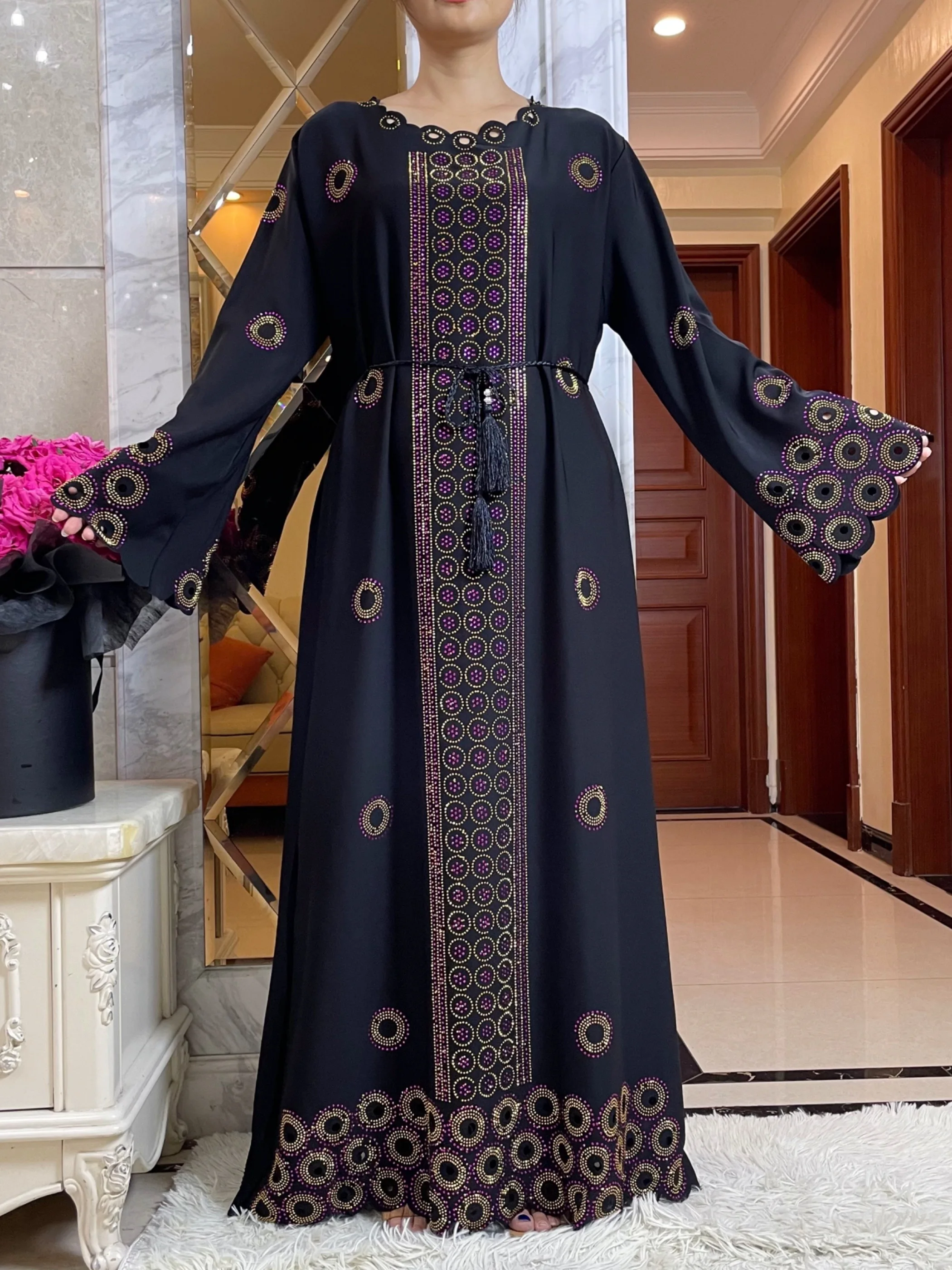 2024 herbst Frauen Elegante Kleider Dubai Party Outfits Langarm Dashiki Muslimischen Frauen High-grade Komfort Stoff Afrikanische Abaya Image