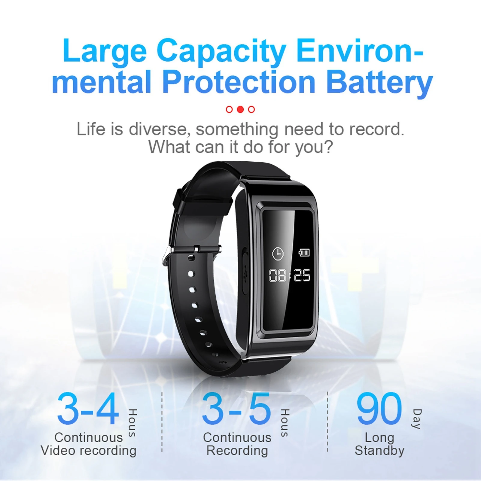 Kamera Recorder Uhr Recorder Uhr HD Rausch unterdrückung Sprach aktivierte schweiß feste Kamera Recorder Armband für Meeting-Sprache Image