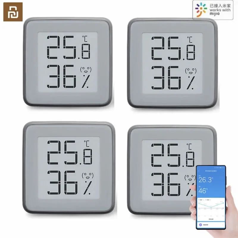 MMC Bluetooth-kompatibel Thermometer Hygrometer E-Tinte Bildschirm BT2.0 Smart Temperatur Feuchtigkeit Sensor Funktioniert für Mi Home App Image