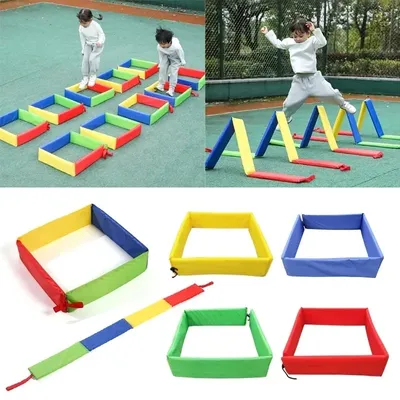 Kinder Spaß im Freien Spiele Sprung rahmen Bohrlöcher Spielzeug sensorische Integration Training Image