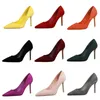 Frauen Elegante Flock Orange Lila Abend Bankett Party Pumpen Dame Klassische Scarpin Neue Burgund 9 cm High Heels Schuhe Plus größe