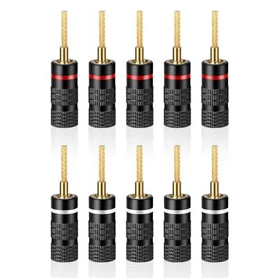 HIFI 10Pcs Flex Pin Banana Plugs, 2mm pin banana connectors/Plugs, for Spring-Loaded Inputs/Speaker Terminals