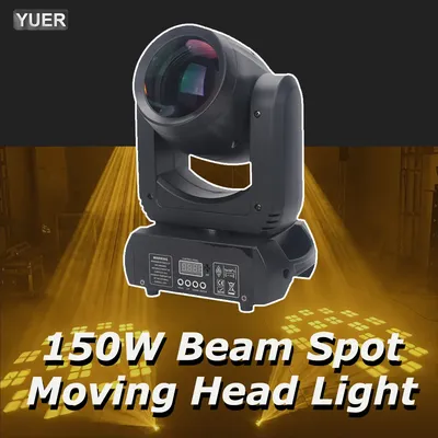 YUER Mini LED Moving Head 150W Beam Spot 18 Rotating Prisms Dmx Stage Effect Light Disco Dj Bar