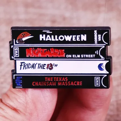 Movies Friday 13 Pines Lapel Badges Punk Gothic Jewelry Gift for Friends Horror VHS Enamel Brooch