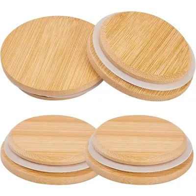 4 Pack Oui Yogurt Jar Lids Bamboo Wood Lids That Fit Oui Yogurt Jars Cookie Glass Storage Lids with