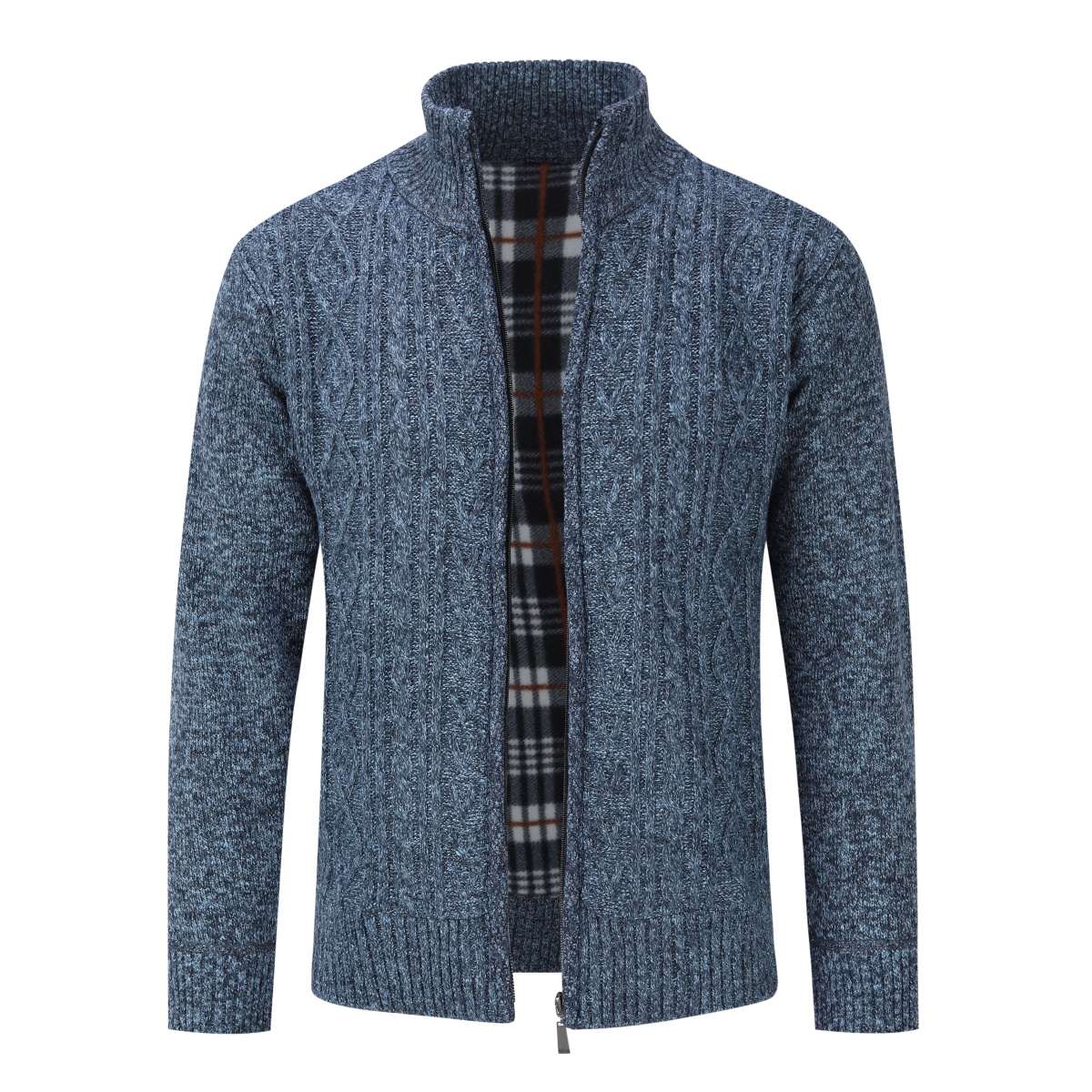 Herren Strickjacke mit Reißverschluss Cardigan Grobstrick mit Stehkragen für den Winter Blau Image