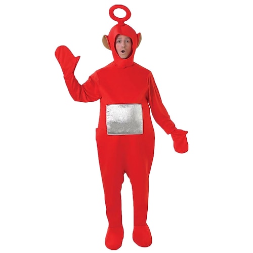 Paare Alien Teletubbies lustige Kostüme Gruppeamp;Familien-Halloweenkostüme für Männer und Frauen, Film-Cosplay, Cosplay-Kostüme, lustiges Kostüm, gelb, rot, lila, Turnanzug/Onesie, Halloween,