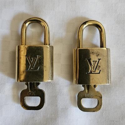 Louis Vuitton Storage & Organization | Authentic Louis Vuitton Gold Plated 2pcs Lock & Key Lv Padlocks #300 And #308. | Color: Gold | Size: Os