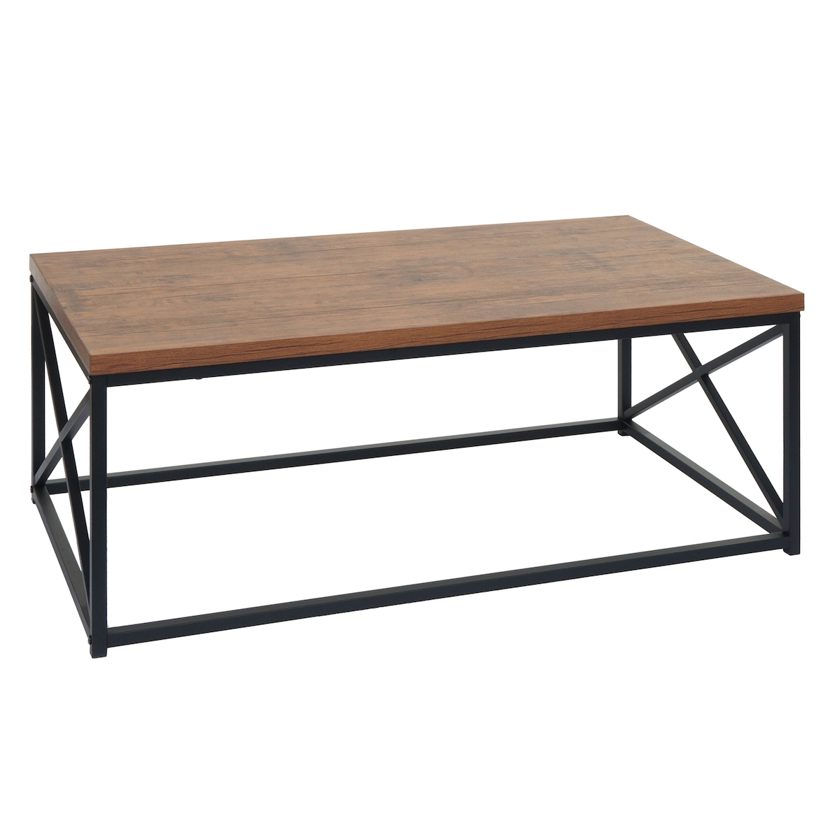 Mendler Couchtisch HWC-A27, Wohnzimmertisch Beistelltisch Sofatisch, Metall 3D-Struktur 44x110x60cm, Wildeiche-Optik Image