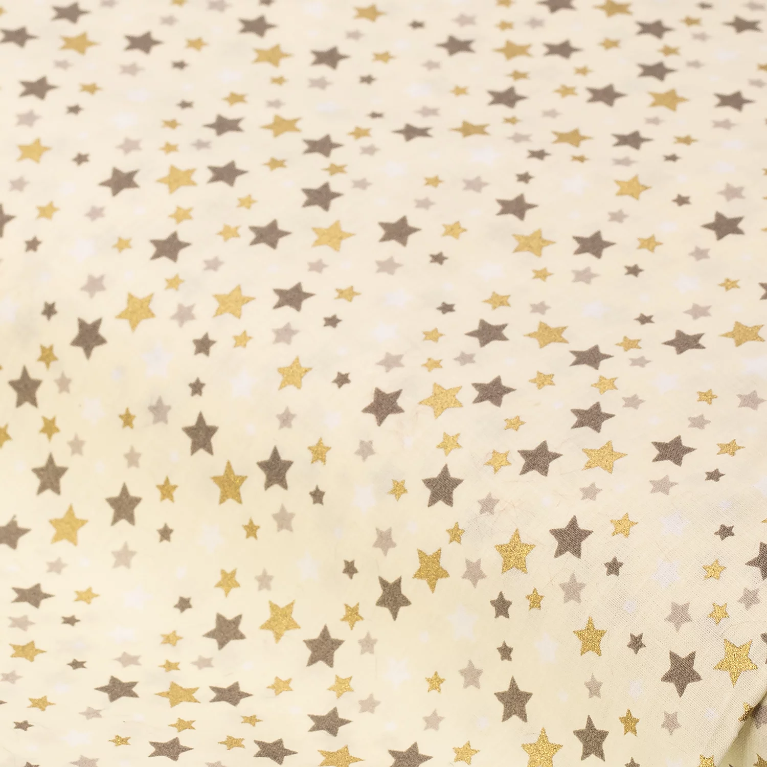 Baumwollstoff Sternchen Mona, creme/gold/grau