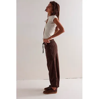 We The Free Silverton Pull-On Barrel Jeans at Free People in Chocolate, Size: Large
