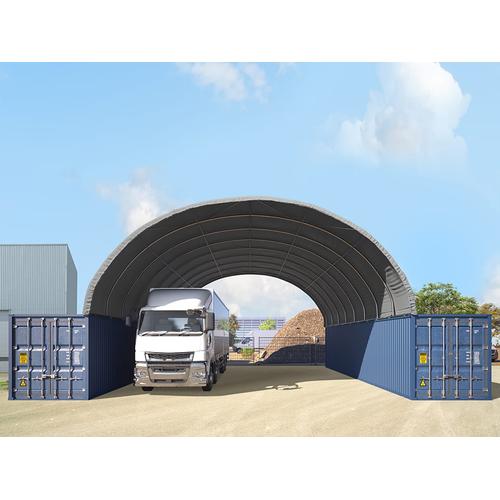 10x12m Container Überdachung, PRIMEtex-Plane, grau, mit Statik - (47603)