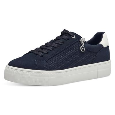 Plateausneaker TAMARIS, Damen, Gr. 36, blau (navy, weiß), Textil, Lederimitat, sportlich, Schuhe, Freizeitschuh, Halbsch