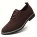 TEMU Men's Faux Suede Derby Shoes Lace-up Front Dress Shoes For Men Semi Business Formal Wedding Shoes Casual Dress Shoes