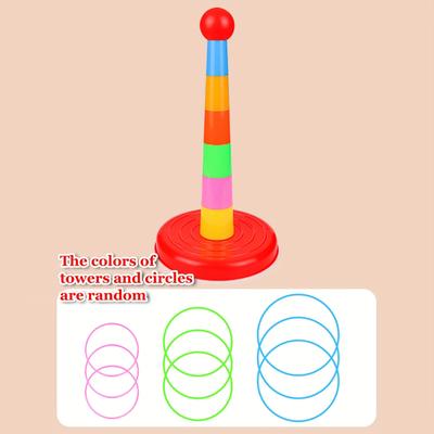 TEMU Children's Game Tower Toys, Parent-child Interactive Puzzle And Leisure Games With Throwing Rings, Indoor And Outdoor Kindergarten Children's Competition Games, Children's Educational Toys