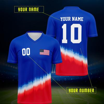 TEMU Men's Soccer Jersey With Customized Name And Number Print, Comfy Top For Summer Sport