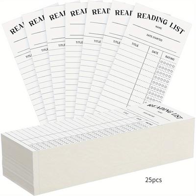 TEMU 25pcs Reading List Bookmarks With - Paper Reading Log Bookmarks For Book Lovers, Library Cards Style Literary Gifts, Track Books & Reading Experience