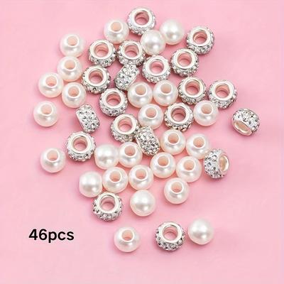 TEMU 46pcs Diy Shoe Charm Set - Abs Resin Faux Pearl Beads, Hollow Bead Sports And Casual Sneaker Lace Decoration Accessories