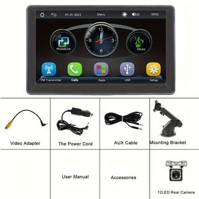 TEMU Podofo 7- Car Car For Auto Calls Fm/aux Eq Portable -in Reversing