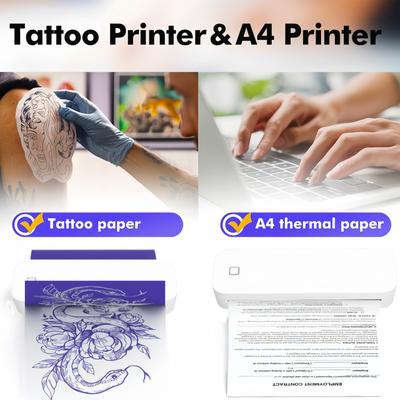 TEMU Wireless Thermal Printer, Portable Tattoo Stencil & A4 Printer, Wireless For Travel, Inkless Printer Compatible With, Mobile Printer For Home, Office, Business, With 1x Roll A4 Tape