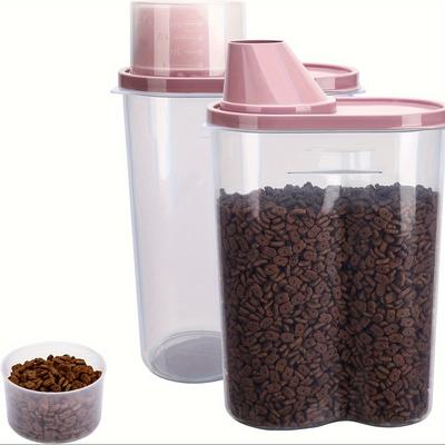 TEMU Pet Food Container Dog Cat Food Storage With Measuring Cup 2 Pack 2lb/2.5l