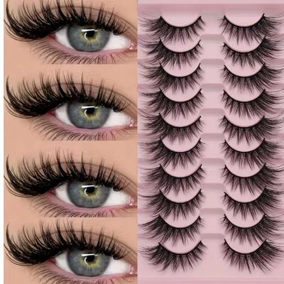 TEMU Luxurious 3d Plush False Eyelashes - Thick, Fluffy & Lightweight For Beginners | Reusable Self-adhesive Lashes In Various Styles (c/d , 10-12mm/16-18mm/6-9mm)