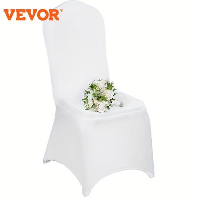 TEMU Vevor 100 Pcs White Chair Covers Polyester Spandex Chair Cover Stretch Slipcovers For Wedding Party Dining Banquet Flat-front Chair Covers