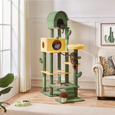 TEMU 68.5-inch Tall Oasis-themed Cat Tree For Cats Fleece-covered Multi-level Cat Condo With 3 Perches/2 Condos/scratching Posts/toys