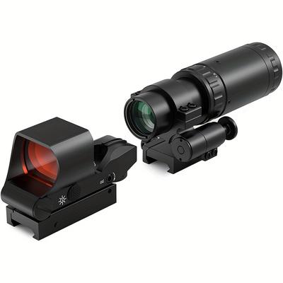 TEMU M37 1.5x - 5x Red Dot Magnifier With Rs-30 Reflex Sight Combo Kit, Multiple Reticle System Red Dot Sight & Magnifier Built-in Flip Mount Combo