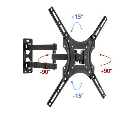 TEMU 1pc Full Motion Metal Tv Monitor Wall Mount, Hinged Arm With Swivel Tilt & Extension, Fits 32-55 Inches Led Lcd Flat Panel & Curved Tvs, Vesa 15.75x15.75 Inches, Max Load 44 Lbs