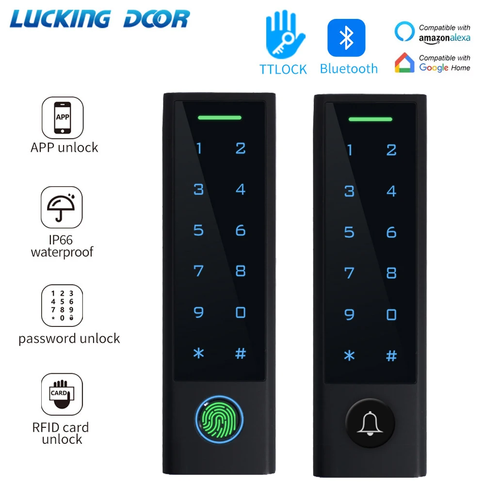 Tastiera di controllo accessi con impronte digitali RFID Smart Phone App TTLOCK Ingresso Bluetooth Relè impermeabile Lettore di schede IC Apri serratura