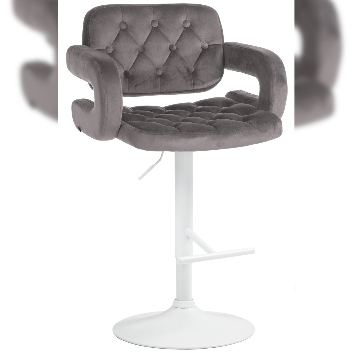 CLP Barhocker Dublin Samt grau/Metall matt weiss Image