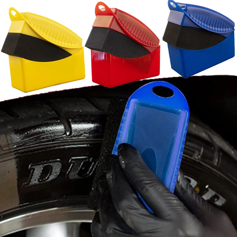 Auto Rad Polieren Wachsen Schwamm bürste mit Abdeckung abs Waschen Reinigung Reifen Kontur Dressing Applikator Pads Detail Zubehör Image