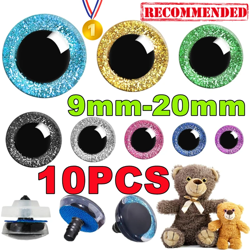 Neue 10PCS Klar 3D Glitter Kunststoff Safty Augen Für Häkeln Spielzeug Handwerk Puppe Machen Tier Baby Sicher Auge 9/10/12/14/16/18/20mm Image