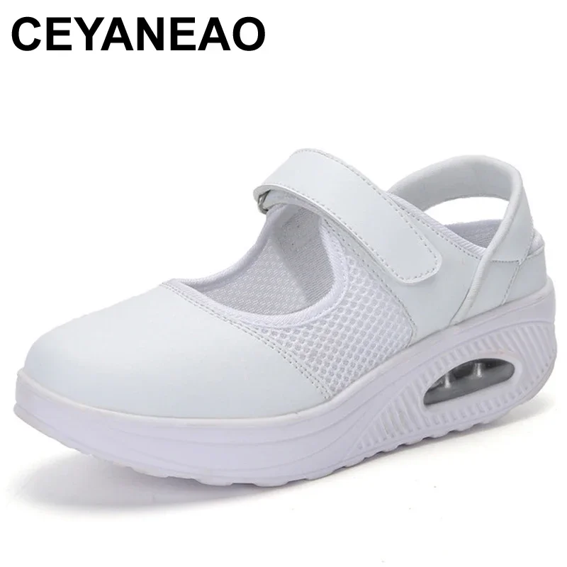 CEYANEAOSummer Mode Krankenschwester Schuhe Damen Air Kissen Weiße Turnschuhe Frauen Plattform Schuhe 2018 Neue Lolita Schuhe Schaukel E1038