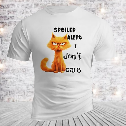 Herren Grumpy Cat Grafik T-Shirt - Lustiges Spoiler-Alarm Ich kümmere mich nicht Lifestyle Tee Image
