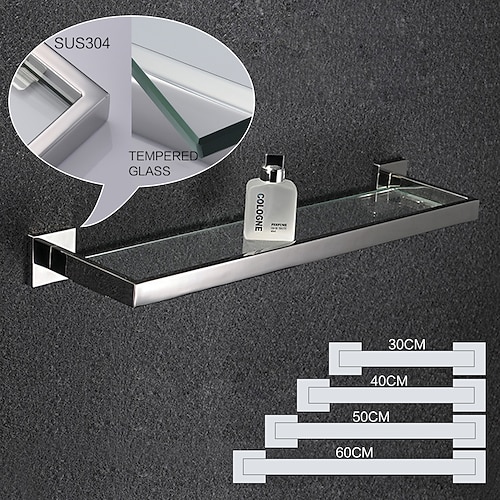 Badezimmer Regal / Badensemble Verstellbare Länge / Neues Design / Kreativ Moderne / Modern Edelstahl / Gehärtetes Glas / Metall 1 Stück - Bad Wandmontage Image